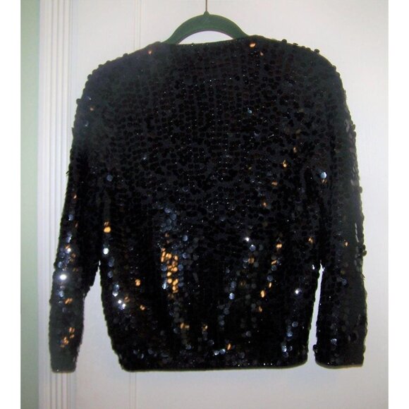 Vintage Sweater Cardigan Sequins Wool Angora Hand Beaded Cynles - Picture 3 of 9